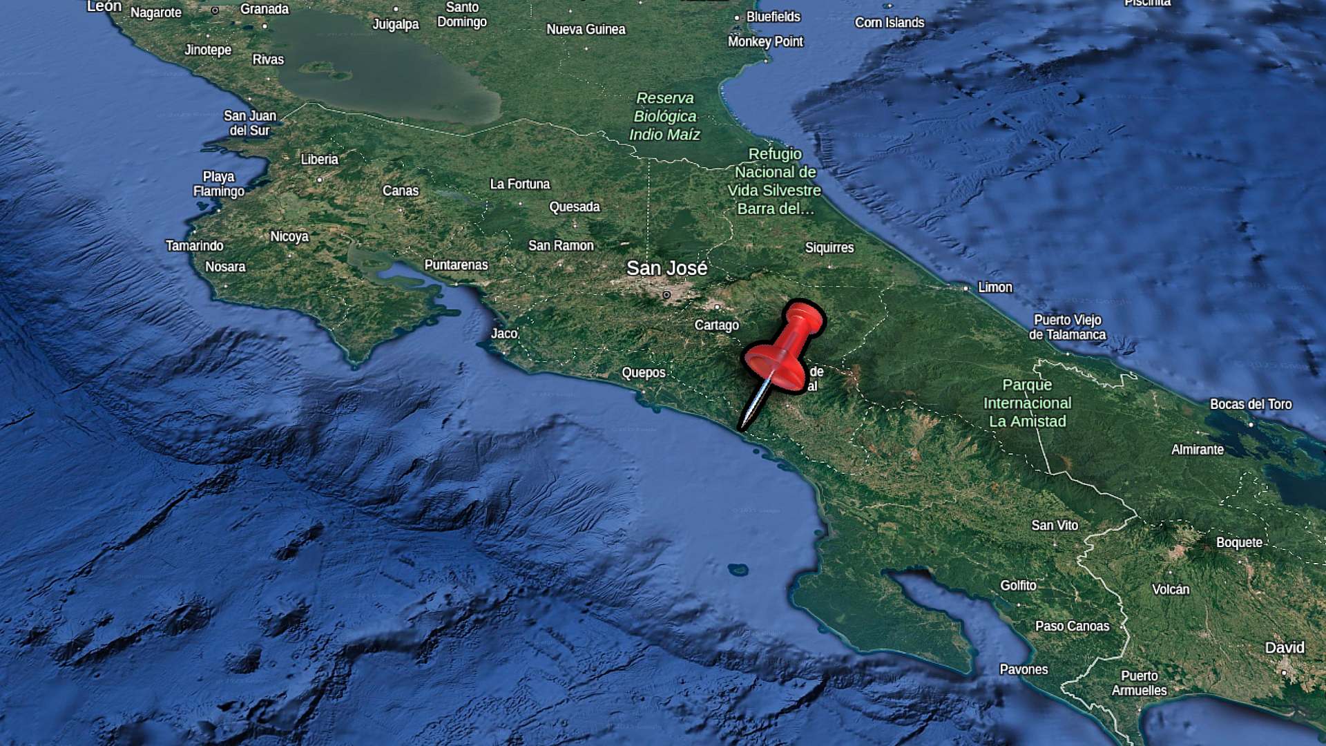 dominical location map of costa rica
