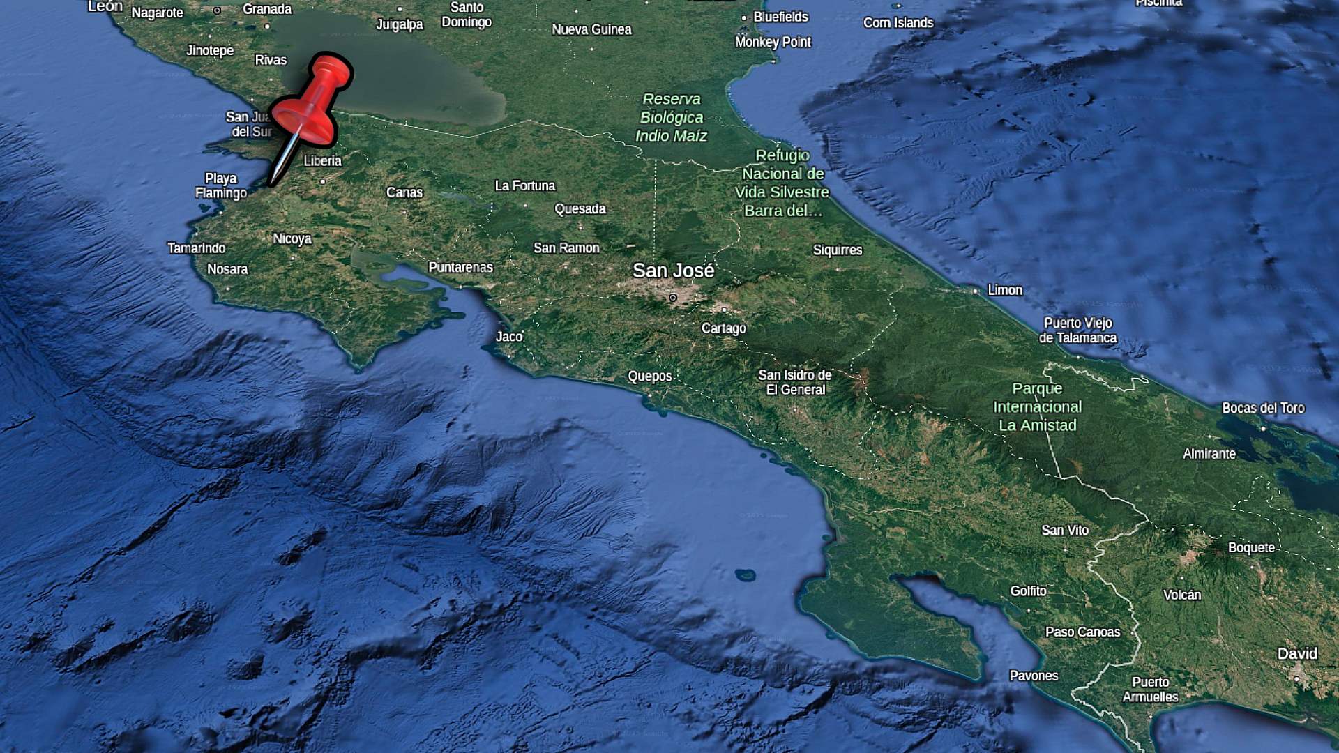 map of costa rica with playa hermosa