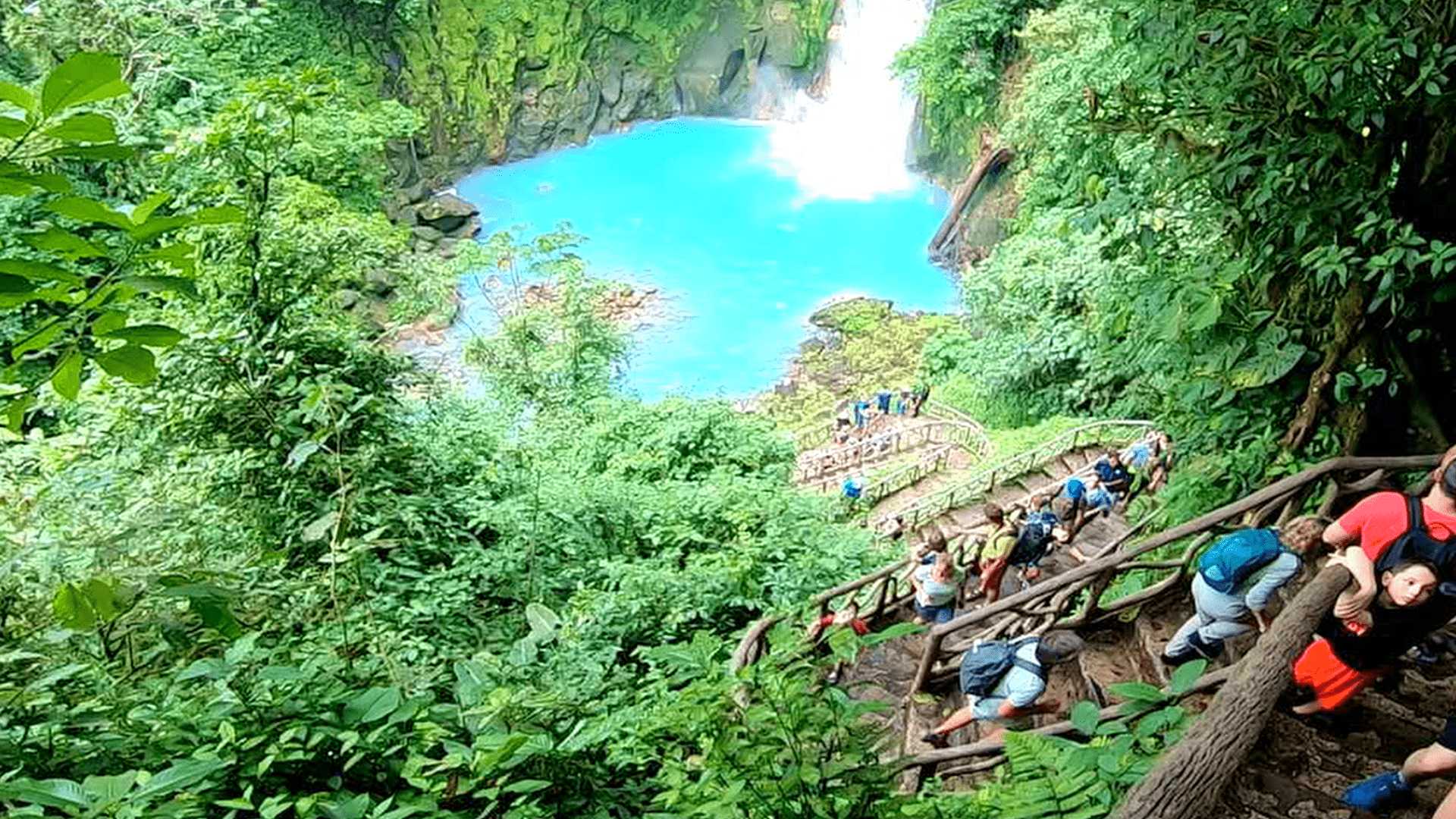 stairs to waterfall rio celeste